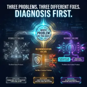 AI Visibility, Recommendation Failure, or Memory Failure: Which Problem Do You Actually Have?
